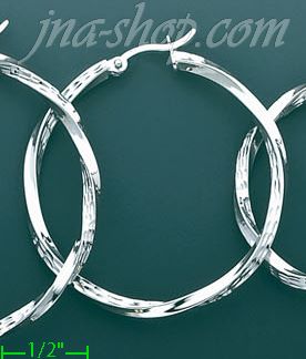 14K Gold Plain & Twist Hoop Earrings - Click Image to Close