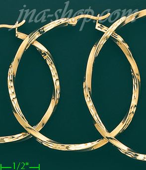 14K Gold Plain & Twist Hoop Earrings - Click Image to Close