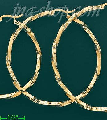 14K Gold Plain & Twist Hoop Earrings - Click Image to Close