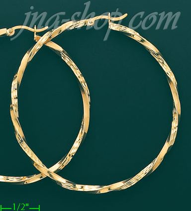 14K Gold Plain & Twist Hoop Earrings - Click Image to Close