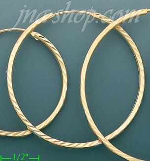 14K Gold Dia-Cut Hoop Earrings - Click Image to Close