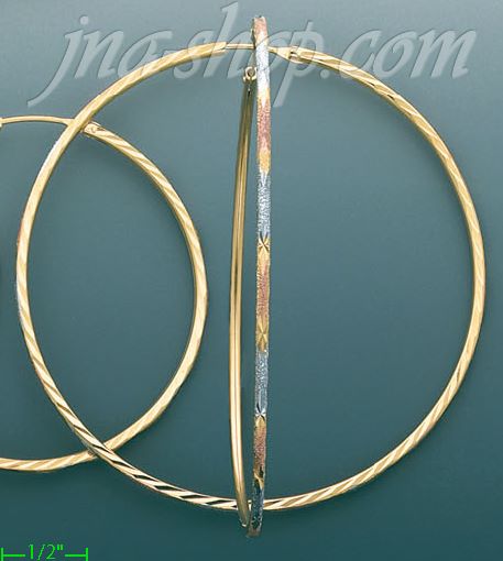 14K Gold Dia-Cut Hoop Earrings - Click Image to Close