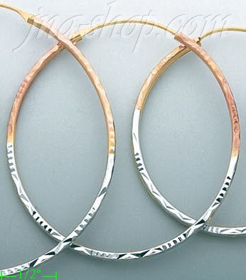 14K Gold Dia-Cut Hoop Earrings - Click Image to Close