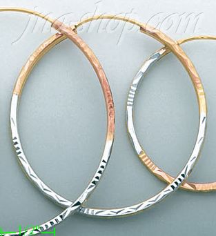 14K Gold Dia-Cut Hoop Earrings - Click Image to Close