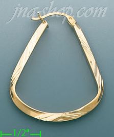 14K Gold Razor-Cut Hoop Earrings - Click Image to Close