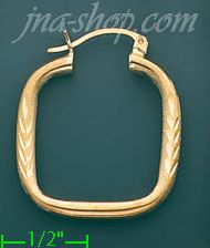 14K Gold Razor-Cut Hoop Earrings - Click Image to Close