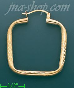 14K Gold Razor-Cut Hoop Earrings - Click Image to Close