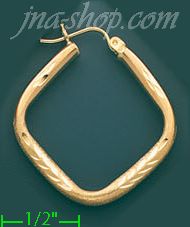 14K Gold Razor-Cut Hoop Earrings - Click Image to Close