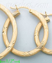 14K Gold Razor-Cut Hoop Earrings - Click Image to Close