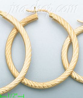 14K Gold Razor-Cut Hoop Earrings - Click Image to Close