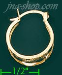 14K Gold Filigree Hoop Earrings - Click Image to Close