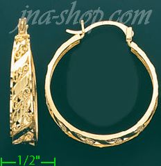 14K Gold Filigree Hoop Earrings - Click Image to Close