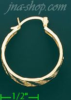 14K Gold Filigree Hoop Earrings - Click Image to Close
