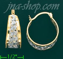 14K Gold Filigree Hoop Earrings - Click Image to Close