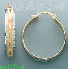 14K Gold Filigree Hoop Earrings - Click Image to Close