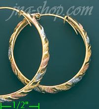 14K Gold 3Color Hoop Earrings - Click Image to Close