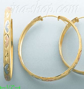 14K Gold 3Color Hoop Earrings - Click Image to Close