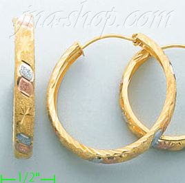 14K Gold 3Color Hoop Earrings - Click Image to Close