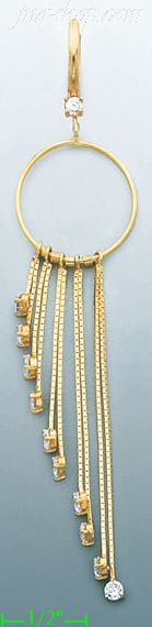14K Gold Dangling CZ Earrings - Click Image to Close