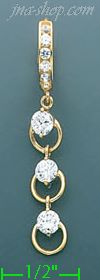 14K Gold Dangling CZ Earrings - Click Image to Close