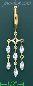 14K Gold Dangling CZ Earrings - Click Image to Close