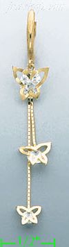 14K Gold Dangling CZ Earrings - Click Image to Close