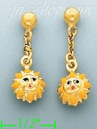 14K Gold Italian Enamel Earrings - Click Image to Close