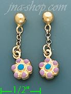 14K Gold Italian Enamel Earrings - Click Image to Close