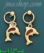 14K Gold Italian Enamel Earrings - Click Image to Close