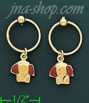 14K Gold Italian Enamel Earrings - Click Image to Close