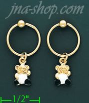 14K Gold Italian Enamel Earrings - Click Image to Close