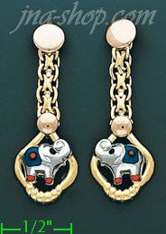 14K Gold Italian Enamel Earrings - Click Image to Close