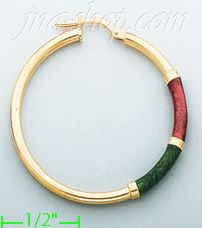 14K Gold Enamel & Fancy Earrings - Click Image to Close
