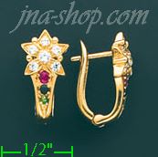 14K Gold Enamel & Fancy Earrings - Click Image to Close