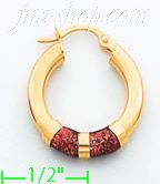 14K Gold Enamel & Fancy Earrings - Click Image to Close