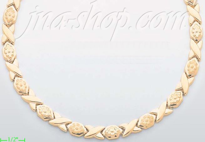 14K Gold Stampato Necklace 17" - Click Image to Close