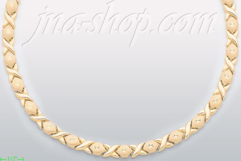 14K Gold Stampato Necklace 17" - Click Image to Close