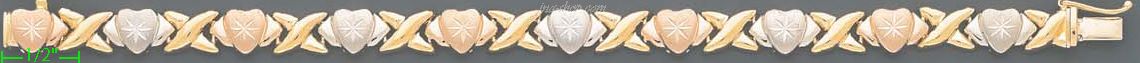 14K Gold 3Color Stampato Bracelet 7.25" - Click Image to Close
