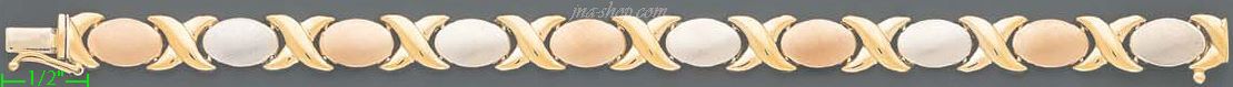 14K Gold 3Color Stampato Bracelet 7.25" - Click Image to Close