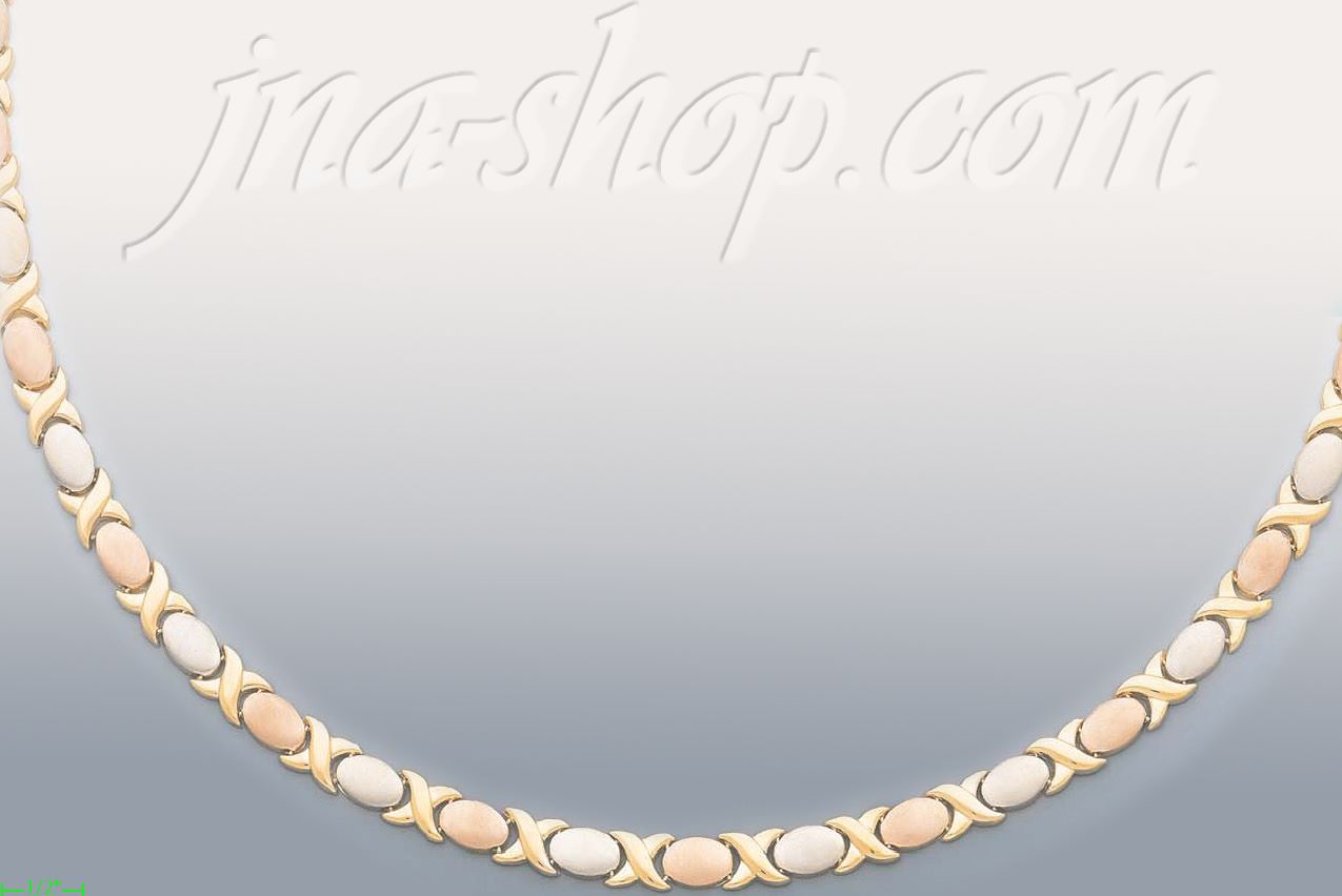 14K Gold 3Color Stampato Necklace 17" - Click Image to Close