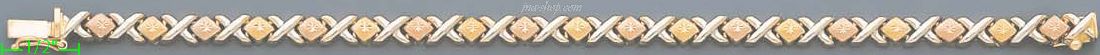 14K Gold 3Color Stampato Bracelet 7" - Click Image to Close