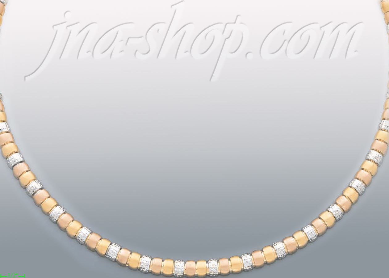 14K Gold 3Color Stampato Necklace 17" - Click Image to Close