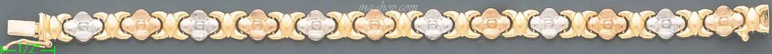 14K Gold 3Color Stampato Bracelet 7.25" - Click Image to Close