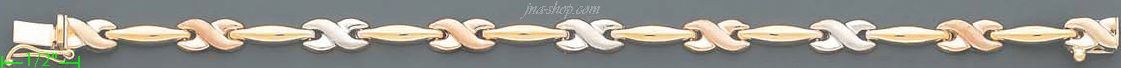 14K Gold 3Color Stampato Bracelet 7" - Click Image to Close