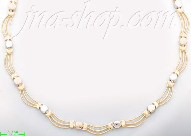 14K Gold 3Color Stampato Necklace 17" - Click Image to Close