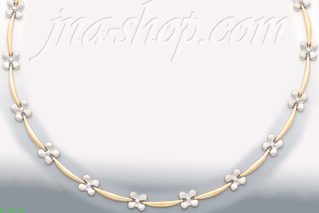 14K Gold 3Color Stampato Necklace 17" - Click Image to Close