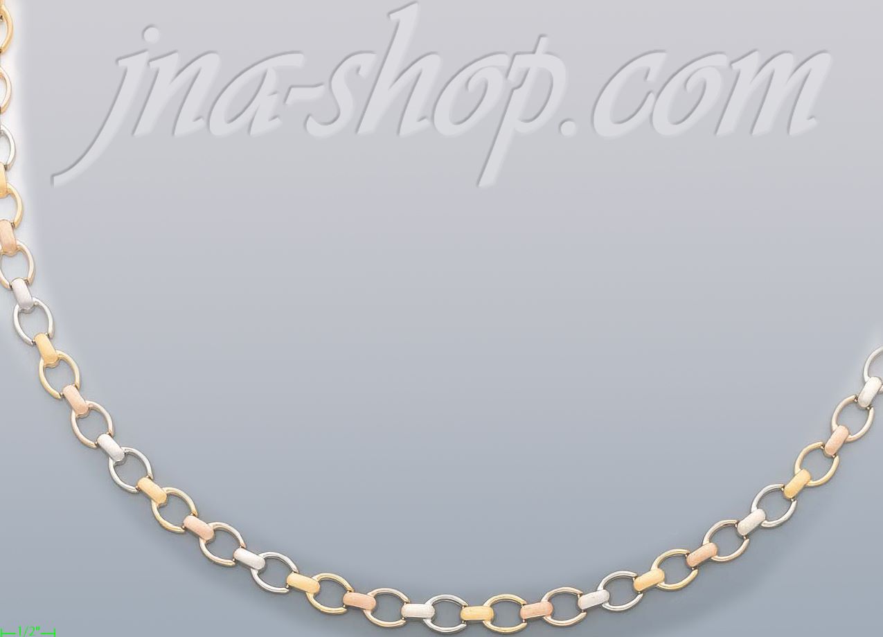 14K Gold 3Color Stampato Necklace 17" - Click Image to Close