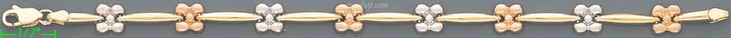 14K Gold 3Color Stampato Bracelet 7" - Click Image to Close