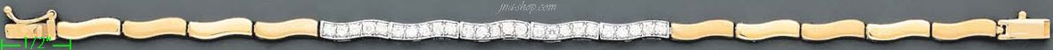 14K Gold Fancy CZ Designs Bracelet 7.25" - Click Image to Close