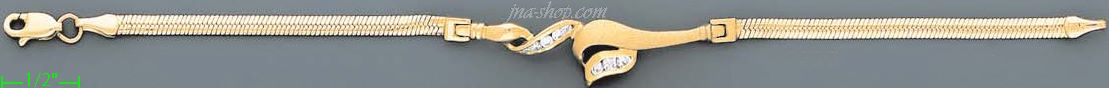14K Gold Fancy CZ Designs Bracelet 7" - Click Image to Close